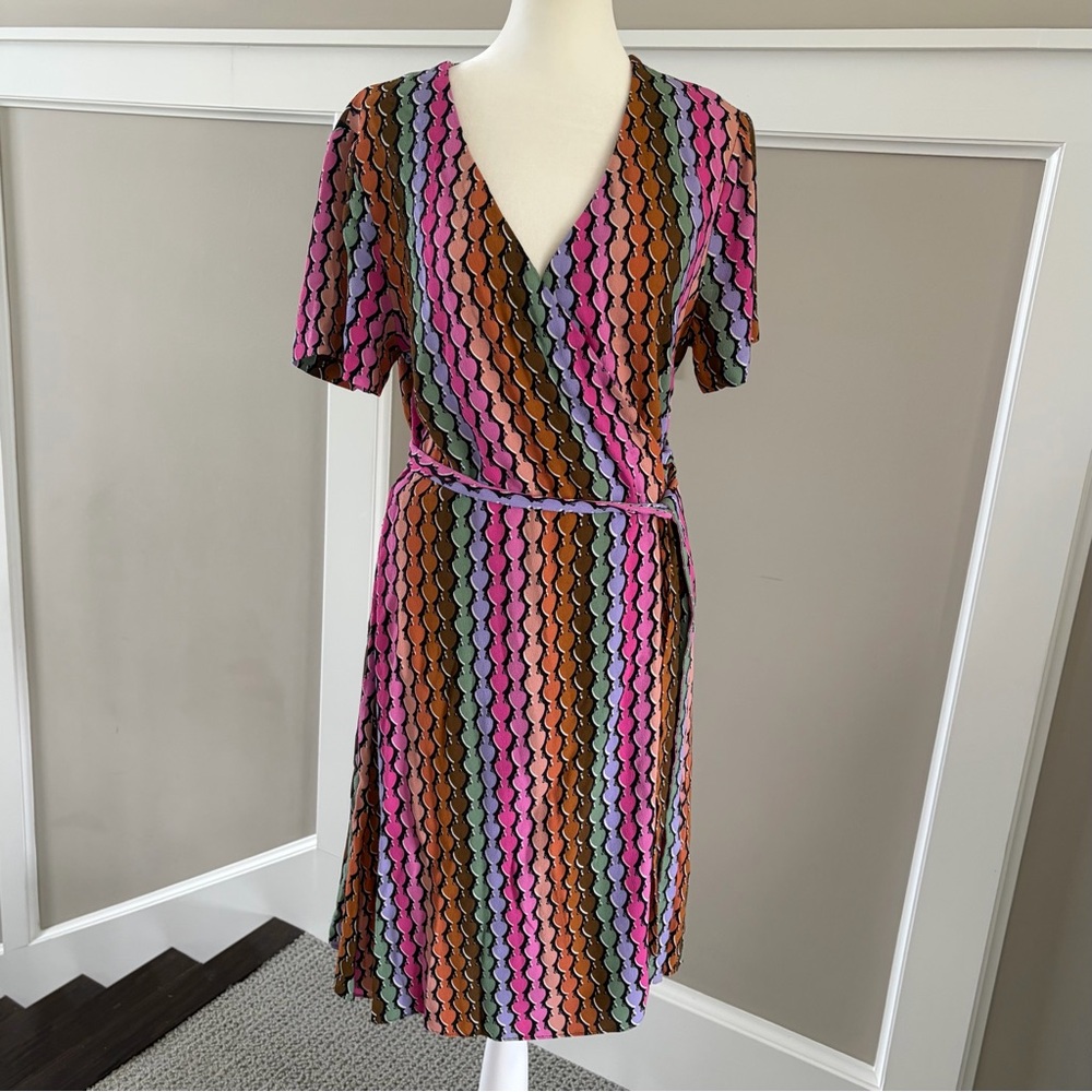 Diane Von Furstenberg Multicolor Wrap Dress — Pink, Orange, Green, Purple, Brown - Picture 3 of 6